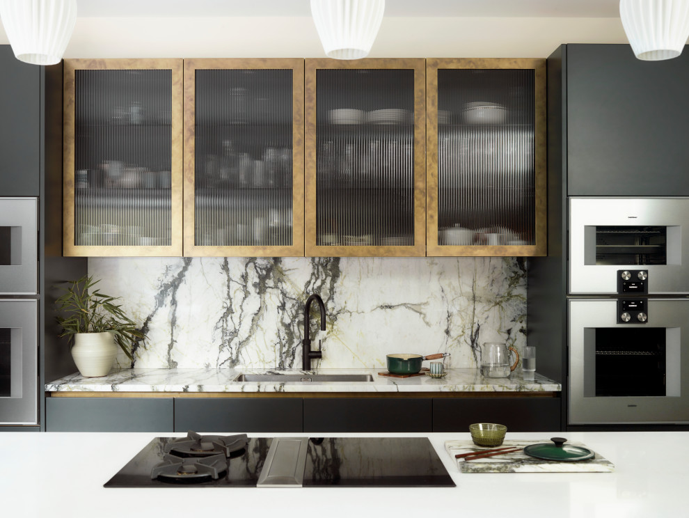 This is an example of a contemporary kitchen in London.