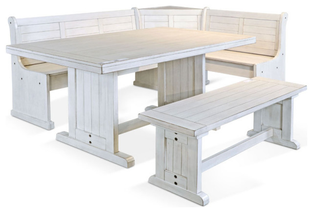 In Stock White Corner Breakfast Nook Set Farmhouse Dining Sets By San Carlos Imports Llc Houzz