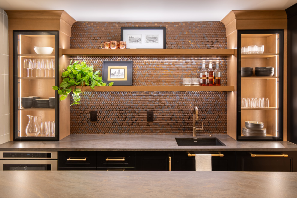 Luxury Basement Bar with Custom Cabinetry