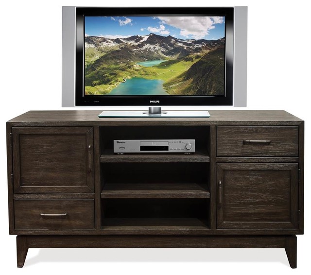 54 Tv Console Umber Finish Transitional Entertainment