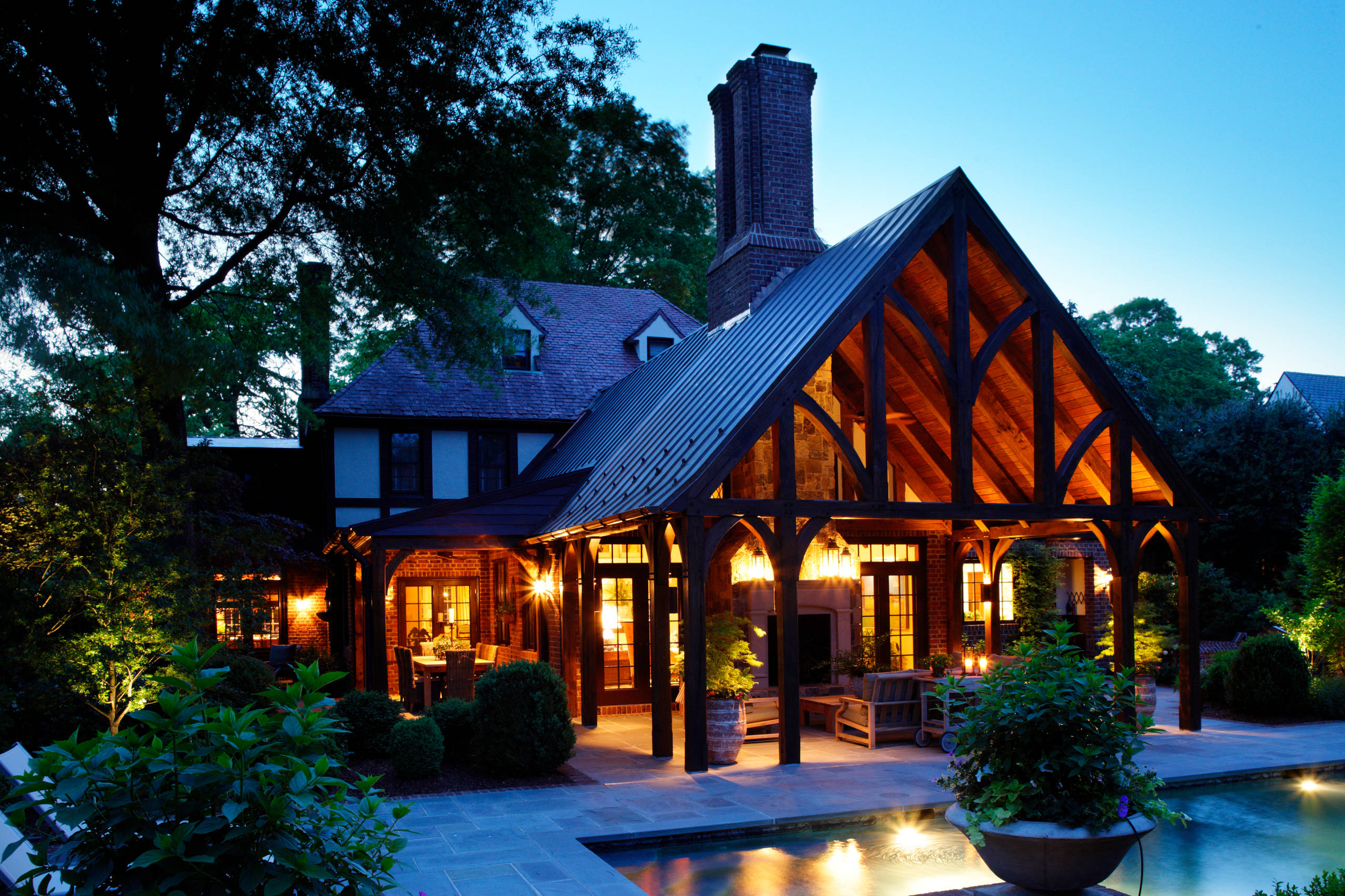 3-Season Rooms: Shade and Swimming for a Tudor-Style Patio, image size:2560x1706