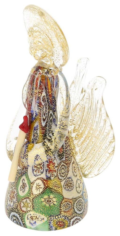 GlassOfVenice Murano Glass Golden Quilt Millefiori Angel