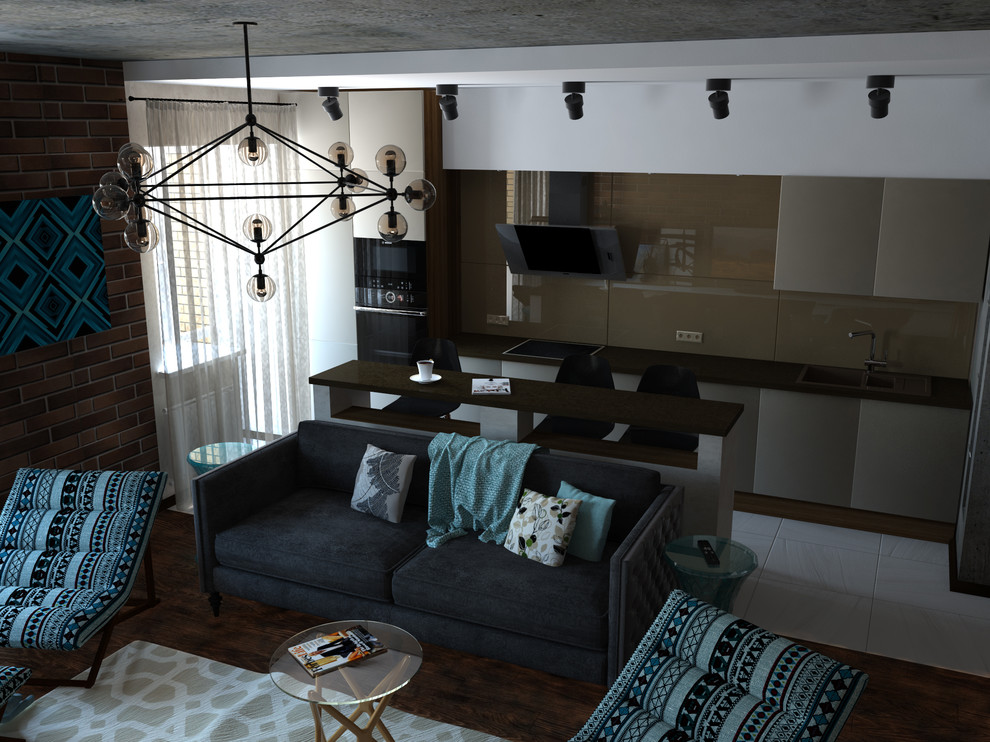 Мужской интерьер квартиры-студии. Лофт