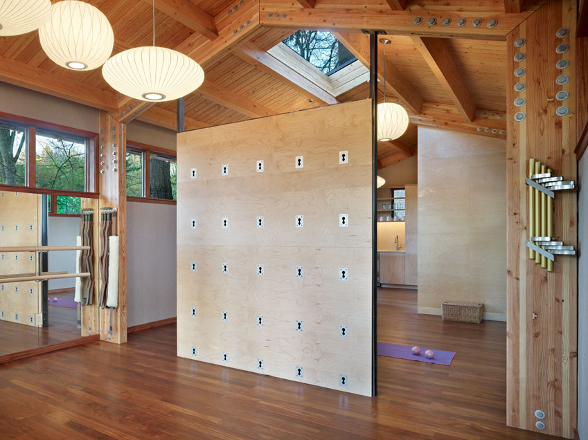 This is an example of a modern home yoga studio in Seattle.