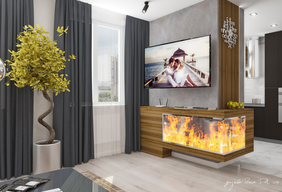 Дизайн-проект гостиной-кухни кухни в 3-х комнатной квартире