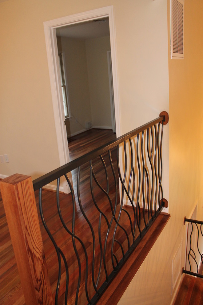 Wrought Iron Railing Artisan Bent Design Traditional Staircase