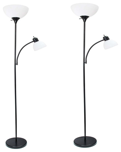 Lf2000-Blk Mother-Daughter Floor Lamp With Reading Light, Black, Pack ...