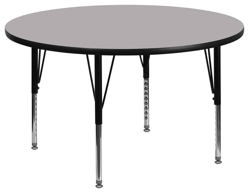 60 Round Thermal Laminate Activity Table Height Adjule Short Legs Gray
