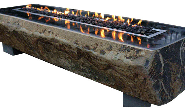 Fiamma Natural Basalt Long Table Rustic Fire Pits By