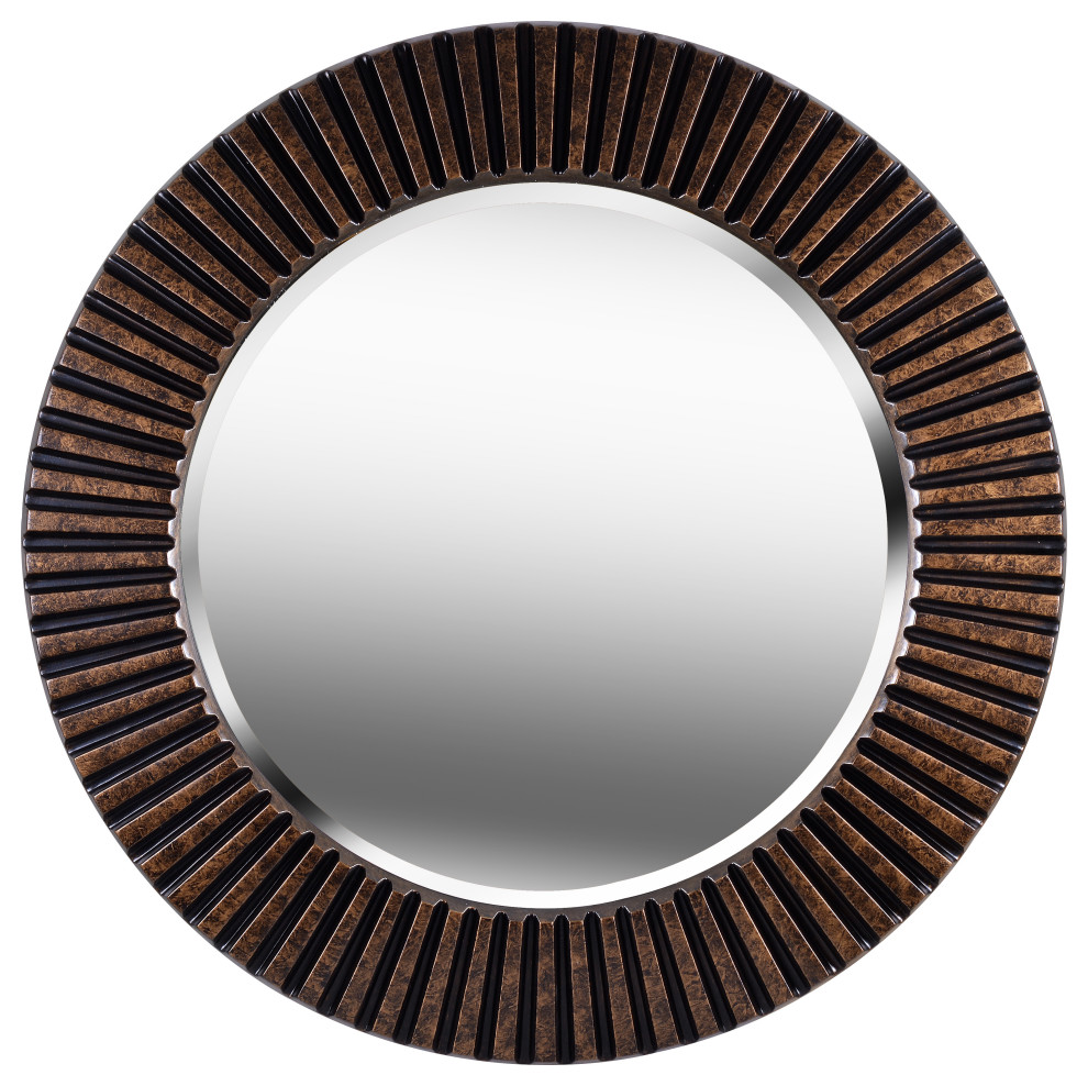 North Beach Wall Mirror, Bronze, Casual, 34" Height, 34" Width