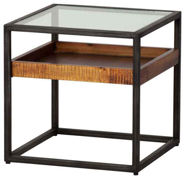Hudson Shadow Box End Table Industrial Side Tables And End Tables