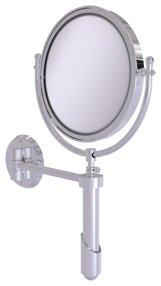 Soho Wall-Mount Make-Up Mirror, 8" Dia, 5X Magnification, Polished Chrome