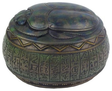 Ancient Egyptian Antique Box 5"L Trinket Keepsake Tomb Horus Scarab Decorative 