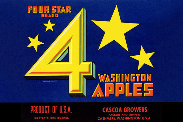 Four Star Brand Washington Apples 28x42 Giclee on Canvas