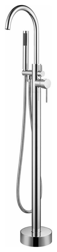 Lexora Lago Single Freestanding Bathtub Faucet With Hand Shower, Chrome