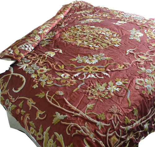 Crewel Bedding Art Nouveau Rust Silk Organza Queen Duvet Cover Crewel Bedding Art Nouveau Rust Silk Organza Queen Duvet Cover