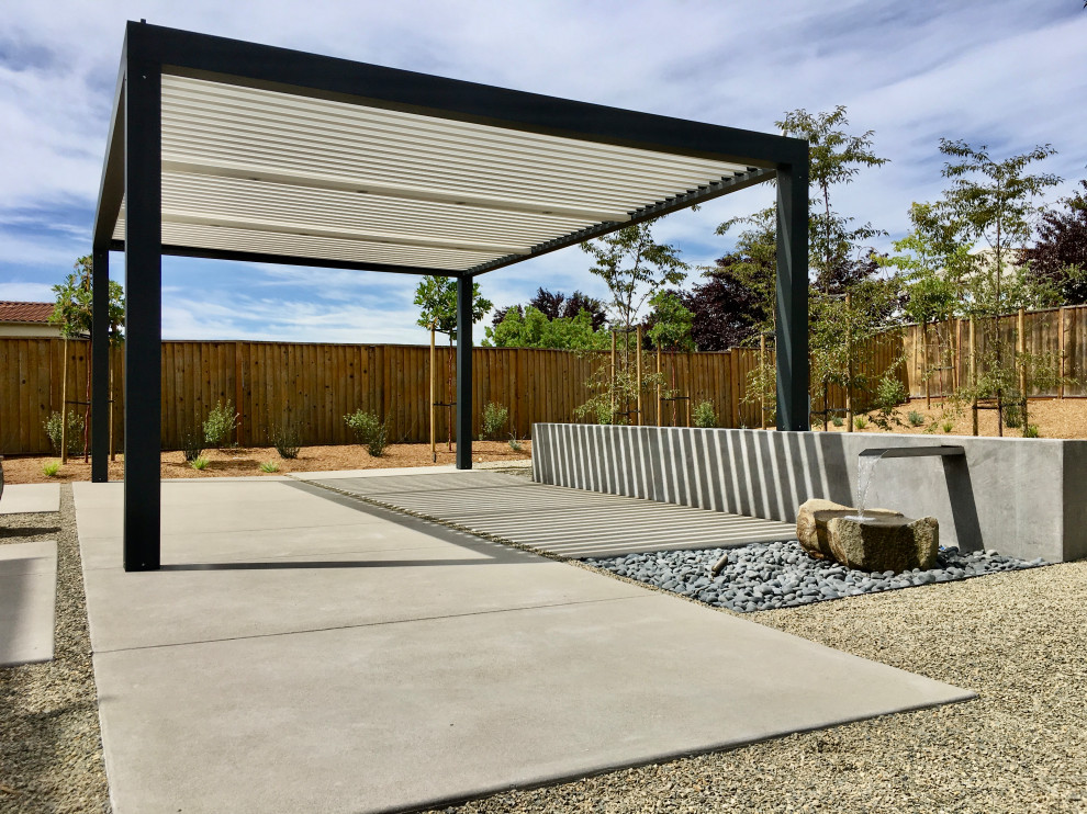 Patio - mid-sized contemporary backyard patio idea in San Diego with a pergola