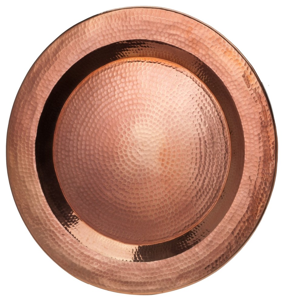 Sertodo Thessaly  Platter, Hammered Copper Round Tray, Copper, 14"