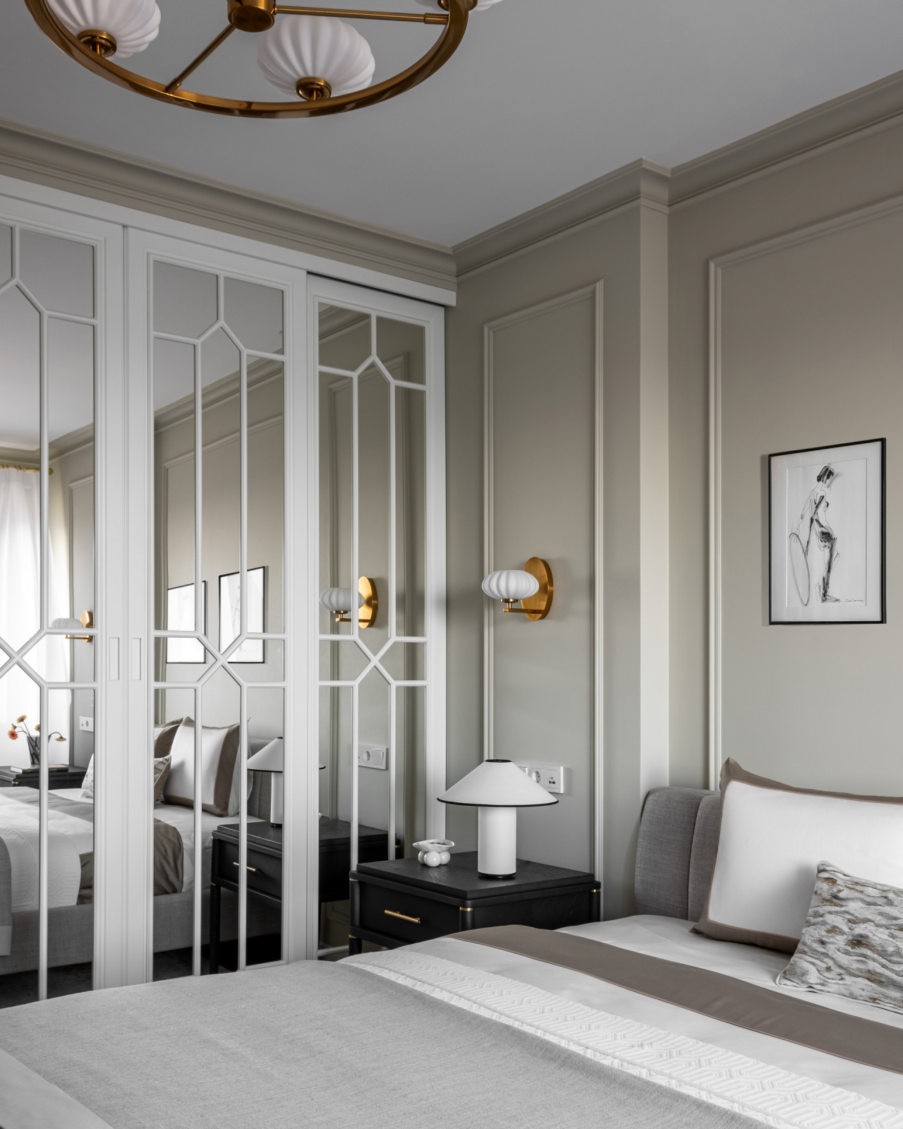 Раздвижная перегородка-зеркало