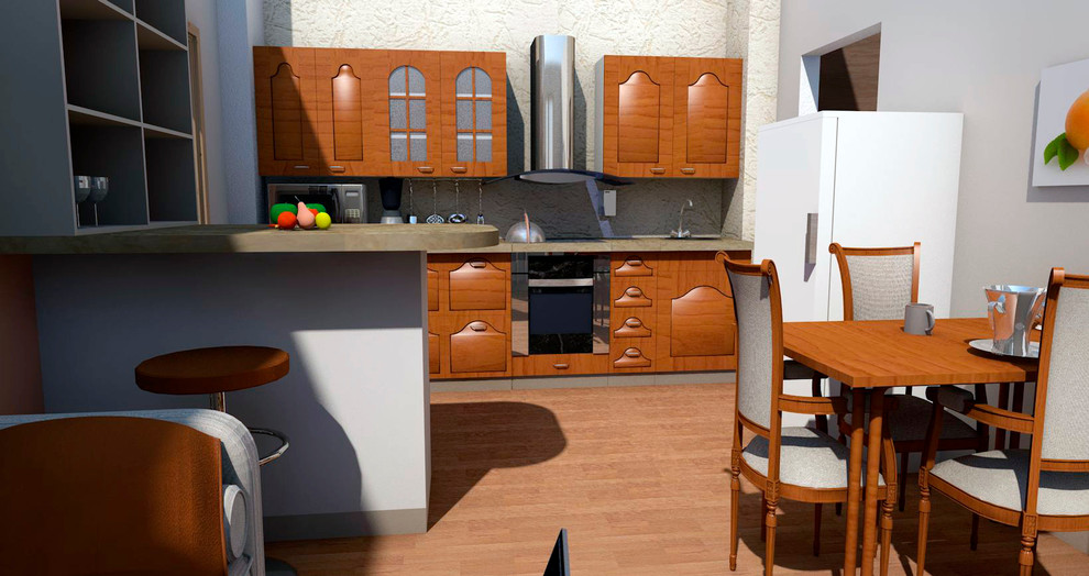 Дизайн кухни 17 кв.м. в двух вариантах: современный и классика.