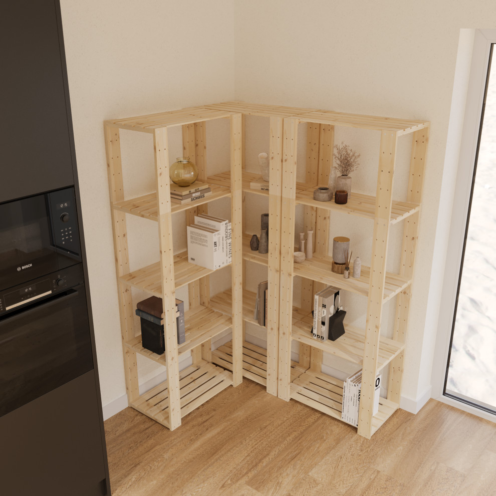 Стеллаж деревянный БОР 2 / Стеллажная система в