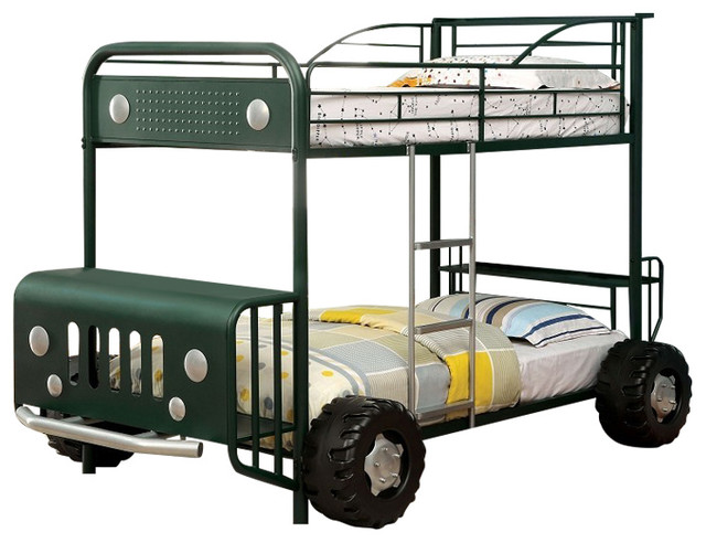 Jeep Design Green Finish Full Metal Construction Twin Over Size Jeep Design Green Finish Full Metal Construction Twin Over Size Bunk Bed