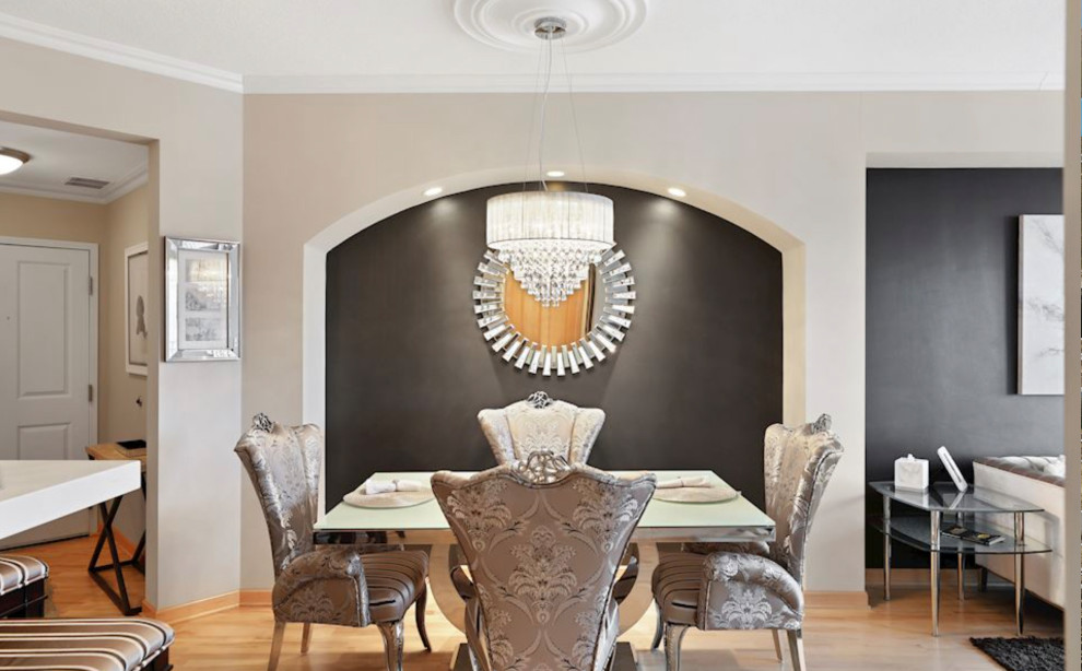 This is an example of a medium sized modern dining room in Minneapolis.