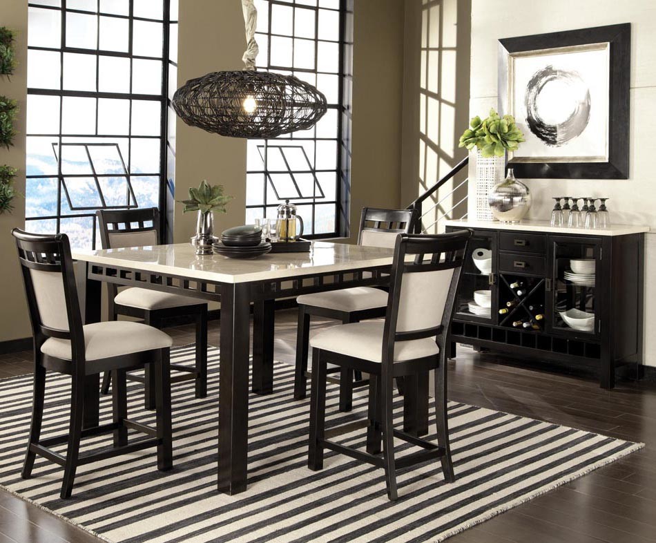 Standard Furniture Gateway White 6 Piece Counter Dining Room Set in Dark Chicory