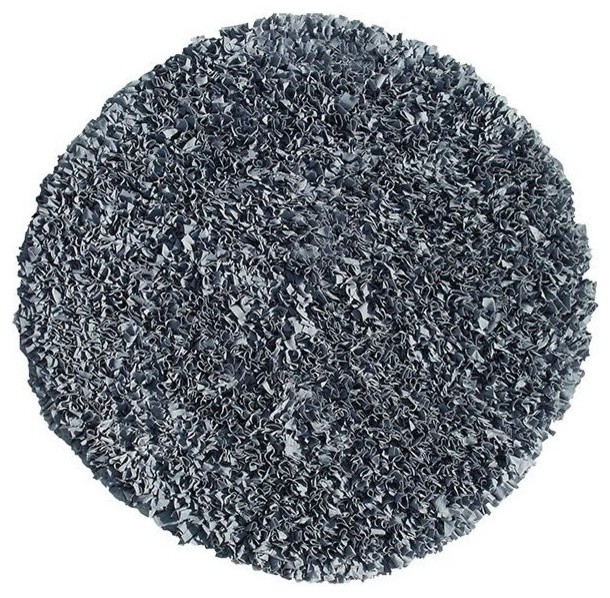 Shaggy Raggy Gray Area Rug, 4' Round Contemporary Kids Rugs by