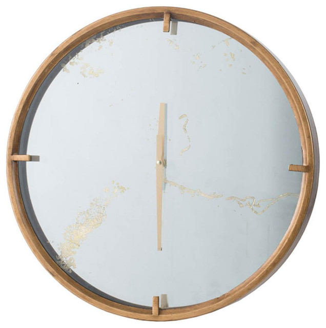 Modern Minimal 20" Gold and Mirror Round Wall Clock - Contemporary ...