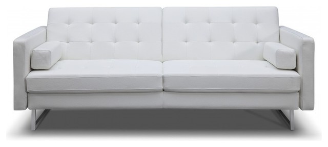 Giovanni Faux Leather Sofa Bed Gray Contemporary Sleeper Sofas Giovanni Sofa Bed White Faux Leather Stainless Steel Legs