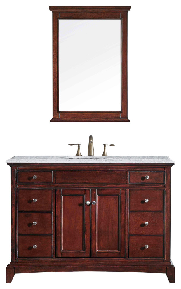 Eviva Elite Stamford 42″ Teak Bathroom Vanity w/ Double Ogee Edge Crema