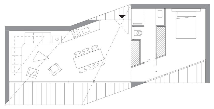 Plan d'une cabane minimaliste de 60m²