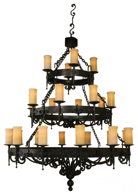 24 Light Three Tier Fleur De Lis Chandelier