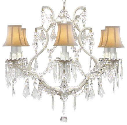 Crystal Chandelier With Shade, White