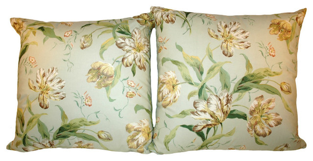 Delft Tulips Pair 90/10 Duck Insert Pillow With Cover, 20x20