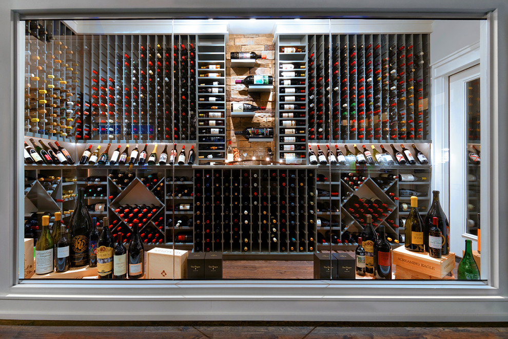 This is an example of a modern wine cellar in Other.