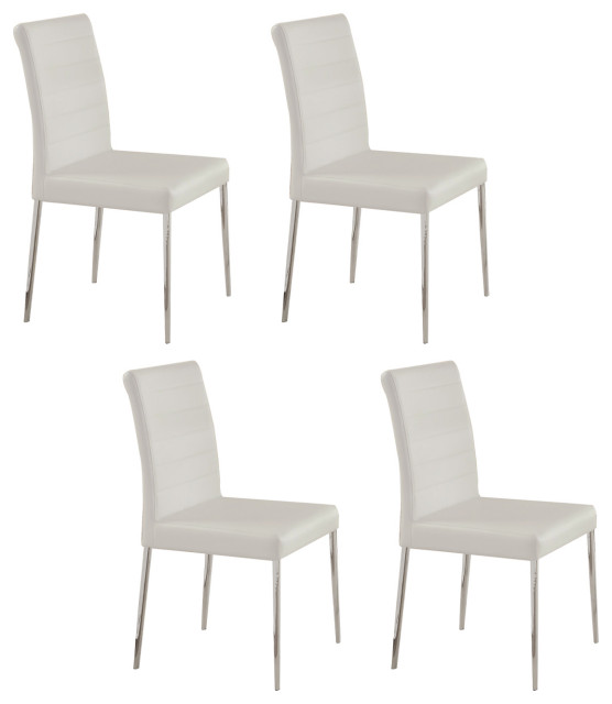 Set of 4 Dining Chairs with Chrome Legs Contemporary Dining Chairs