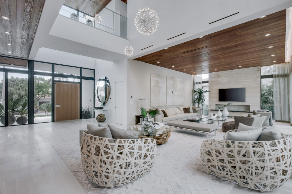 Inspiration for a modern family room in Miami.