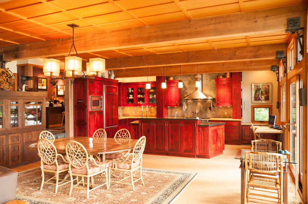 Example of a mountain style kitchen design in Seattle