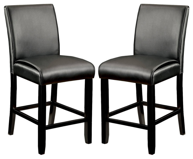 Set of 2 Leatherette and Wood Dining Chairs, Counter Height ...