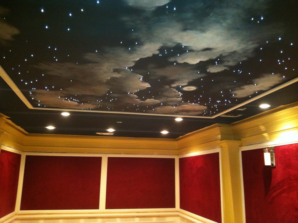 Inspiration for a mediterranean home theater remodel in Atlanta