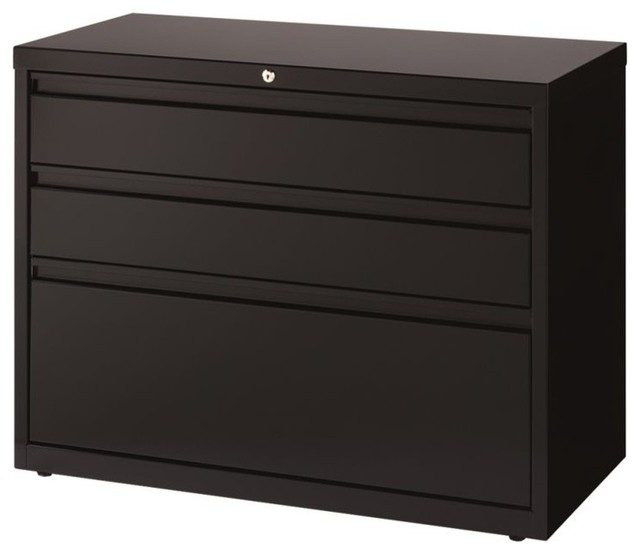 Hirsh 3 Drawer Lateral File Cabinet In Black Contemporary