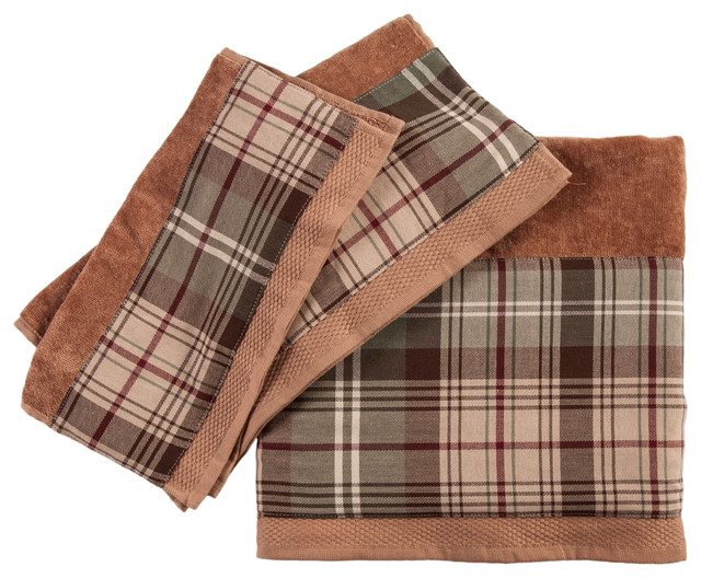 3-Piece Forest Pines Plaid Towel Set - Rustic - Bath Towels - by HiEnd  Accents | Houzz