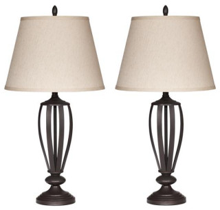 Mildred Bronze Finish 30" Metal Table Lamp Set of 2 - Traditional