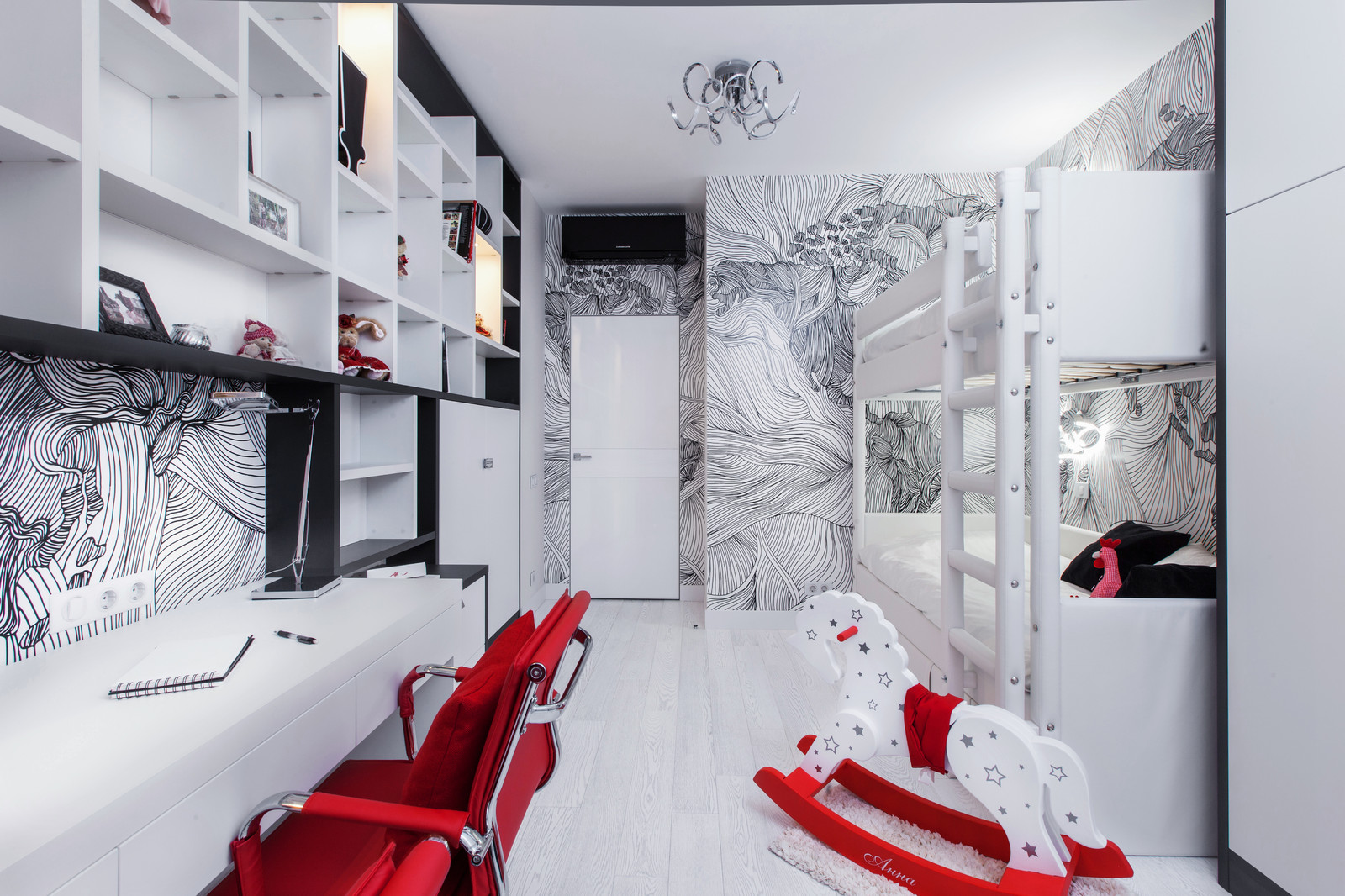 Красно-белый интерьер