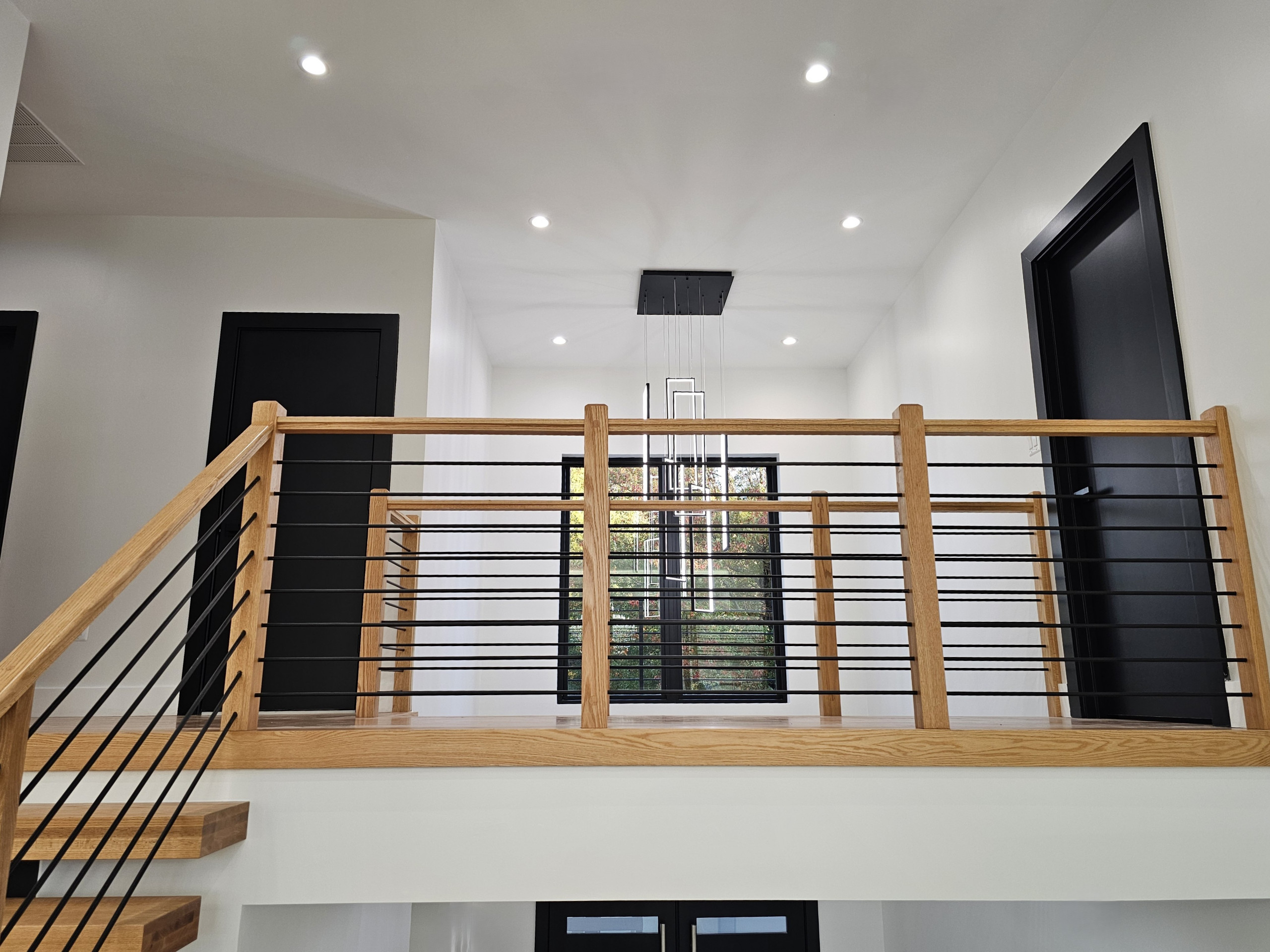 143_Modern Floating Red Oak and Metal Staircase, Sterling, VA