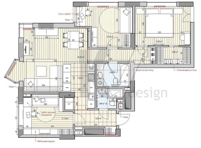 Дизайн-проект 3-комнатной квартиры, ЖК Лосиный остров