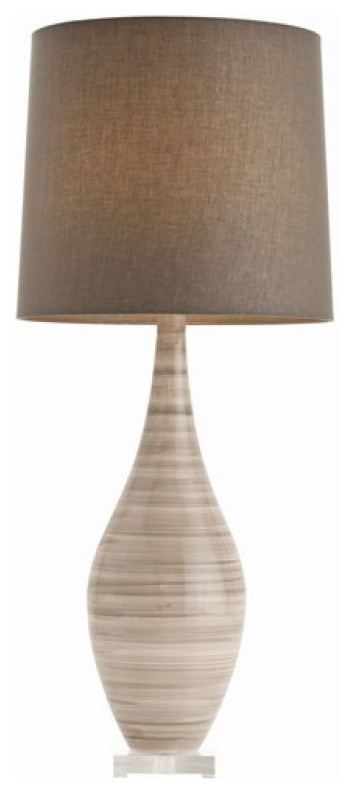 Hunter Gray Striped Ceramic Acrylic Table Lamp by Arteriors Home