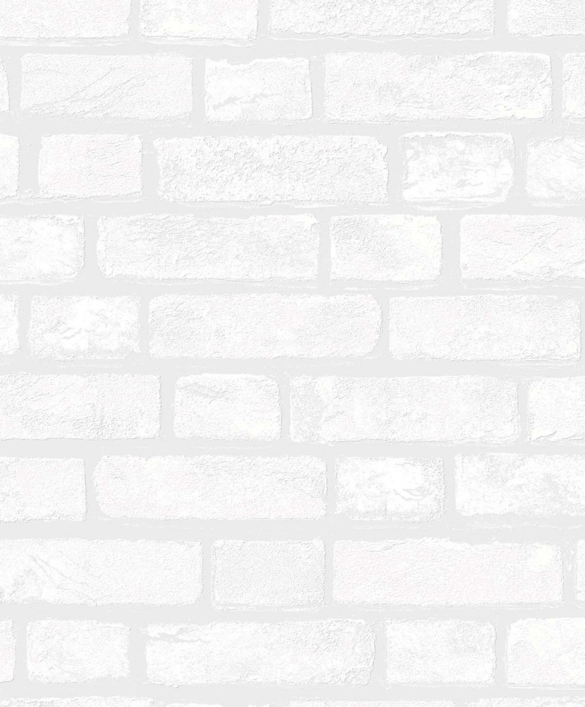 PW20400 Vintage Brick White Industrial Style Paintable Wallpaper